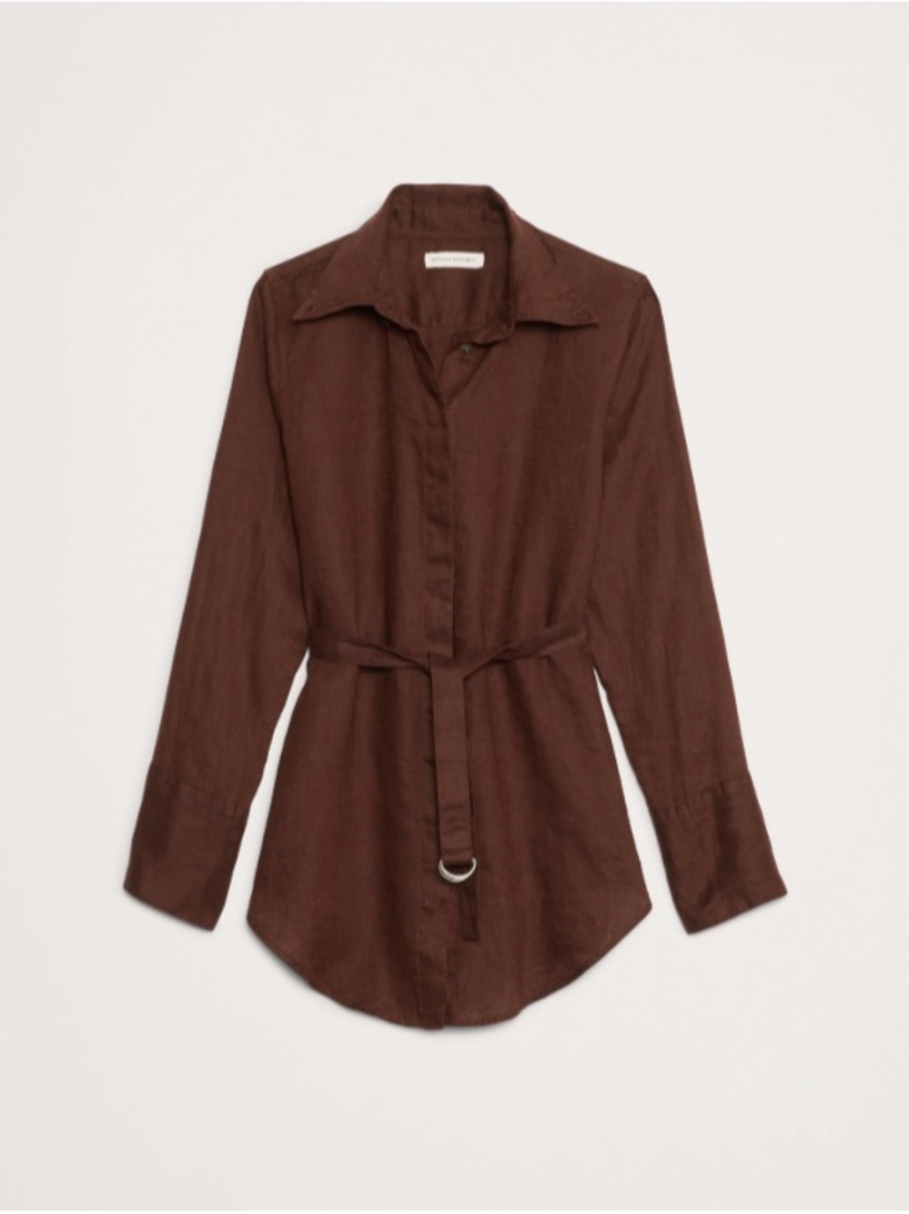 Banana Republic Brown Brown Linen Button-Front Belted Shirt - NWOT, never worn
